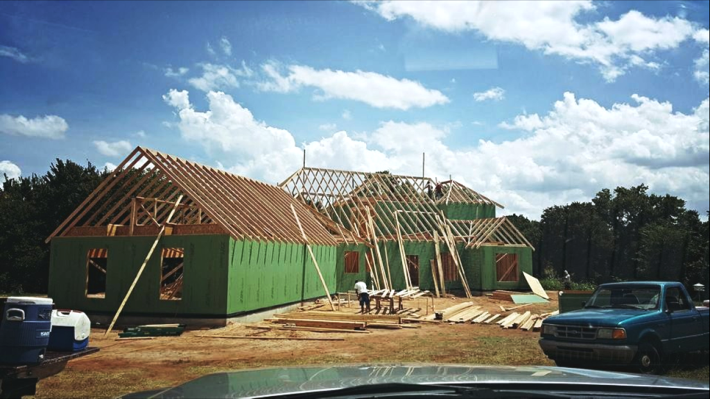 Framing Stage of building being build by Semco construction in Yukon, OK